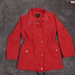 Sanctuary Anorak Red Jacket Medium Women Full Zip‎ Snaps Lightweight Drawstring